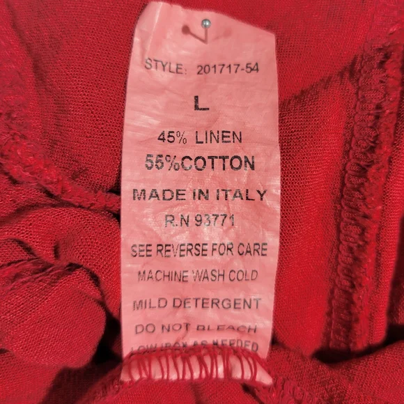 Vasna (Women's L) Red High-Low Frayed Hem Cotton Linen Blend Casual Dress - Picture 8 of 8